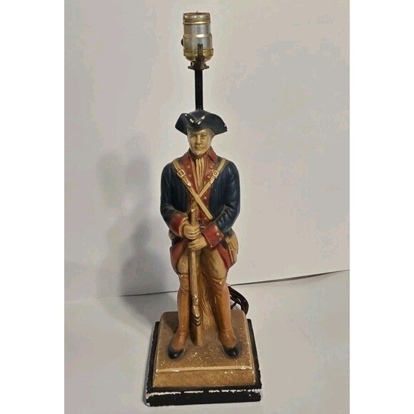 Americana 1960 Revolutionary War Soldier Lamp Quartite Creative Corp America - Picture 1 of 7
